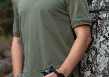 Polo Collar Khaki T-Shirt with Mesh Back and Underarms