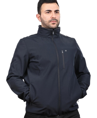 Navy Softshell Stand-Up Collar Jacket