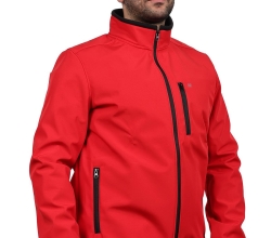 Red Softshell Stand-Up Collar Jacket