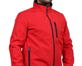 Red Softshell Stand-Up Collar Jacket