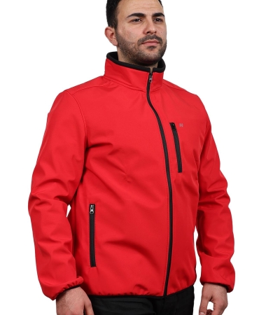 Red Softshell Stand-Up Collar Jacket