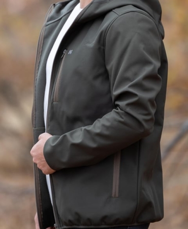 Green Hooded Softshell Jacket